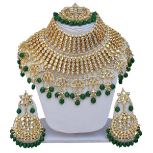 Green Gold Plated Padmavat Kundan Set